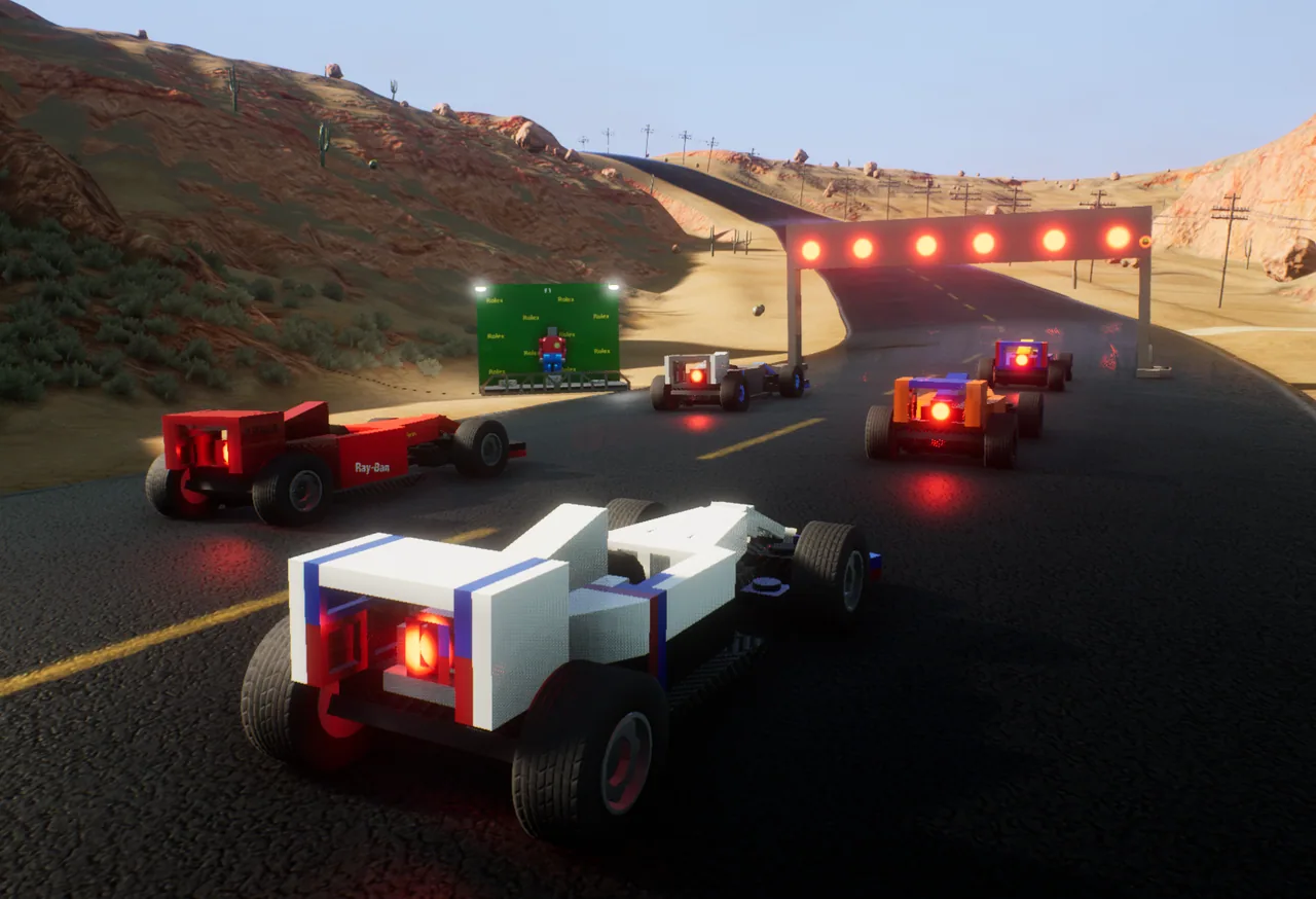 F1 Cars, Light Tree, and Podium — постройка сообщества Brick Rigs